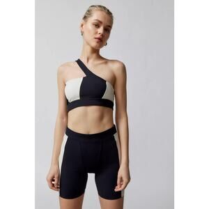 Le Ore Colorblock One-shoulder Cropped Top - S - Black Canvas